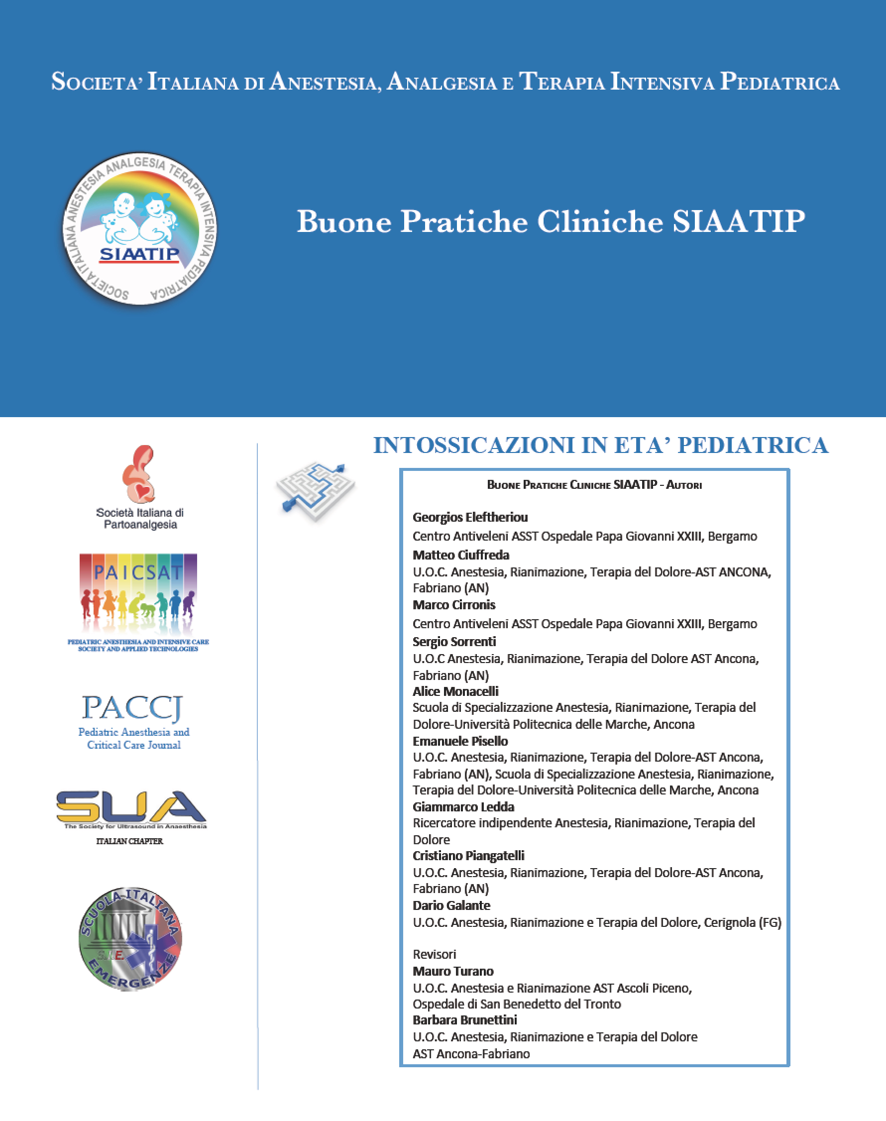 Frontespizio BPC Intssicazioni in et&agrave; pediatrica